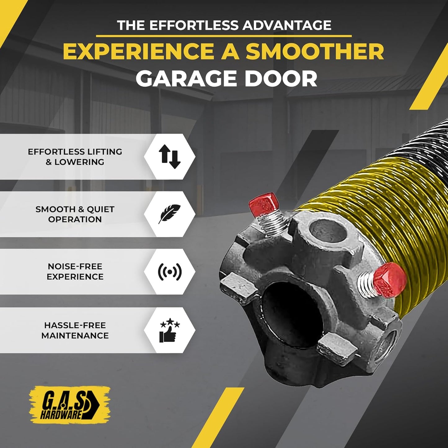 Garage Door Torsion Spring 250x2x26 Torsion Spring for Right Side of Garage Door with 1" Steel Bearing, Gloves, and Winding Bars Precision E-Coating 5-Year Warranty Minimum 30,000 Cycles (Black Cone)