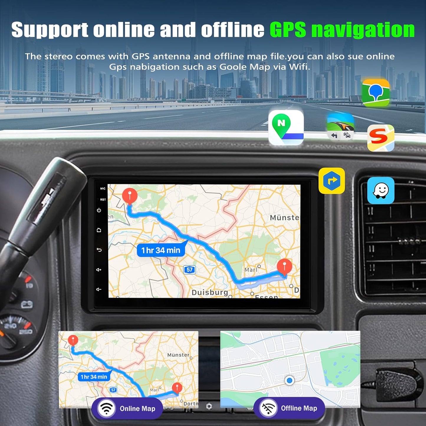 Car Radio for 2003 2004 2005 2006 Chevy Silverado 1500/2500/3500, 7" Car Stereo for Tahoe 2003-2006, GMC Sierra 1500/2500/3500 2003-2006, Yukon 2004-2006, Impala 2000-2005, GPS Navigator, Back Camera