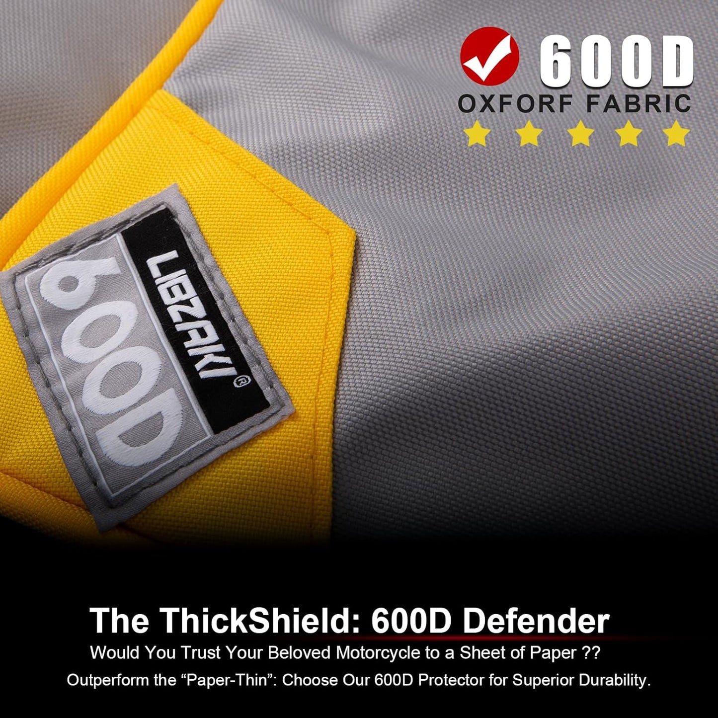 Motorcycle Cover with Side+Top Box LI LIBZAKI Heavy Duty 600D Waterproof for Touring Models Harley Davidson Ultra Limited,Road Glide Limited, Gold Wing,Road Master,Indoor & Outdoor Storage/Gray