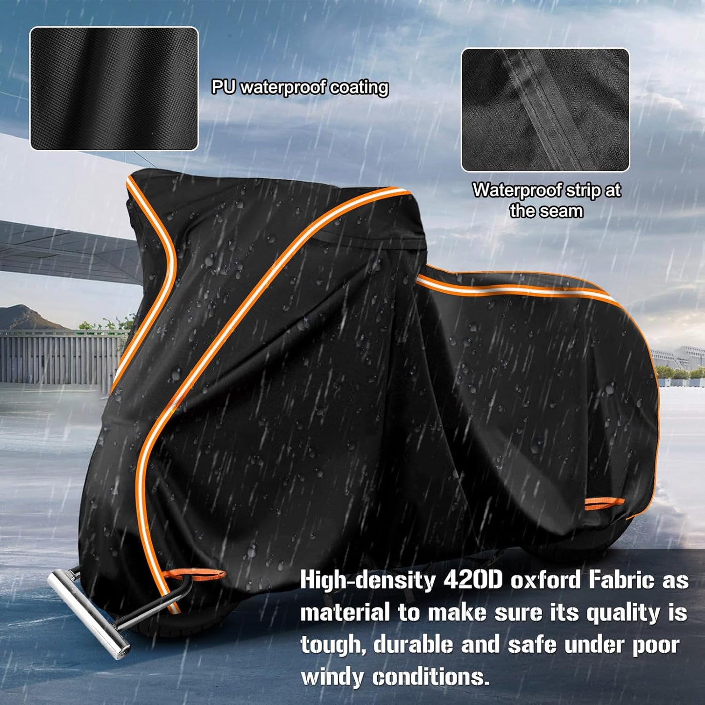 420D Waterproof Motorcycle Cover for Indian Scout,101 Scout,Scout Sixty,Scout Rogue,Scout Rogue Sixty,Scout Classic,Windproof Heavy Duty Outdoor Bike Cover