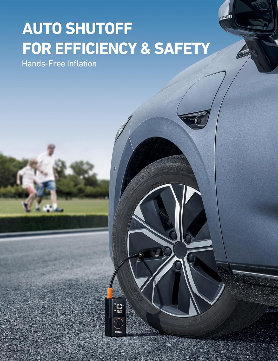 AstroAI L7 Tire Inflator Portable Air Compressor Cordless-2pack Bike Pump with Digital Dual Values Display, 150 PSI Car Tires Pump with LED Lights Air Pump for Cars, Motorcycles, Bikes, Balls