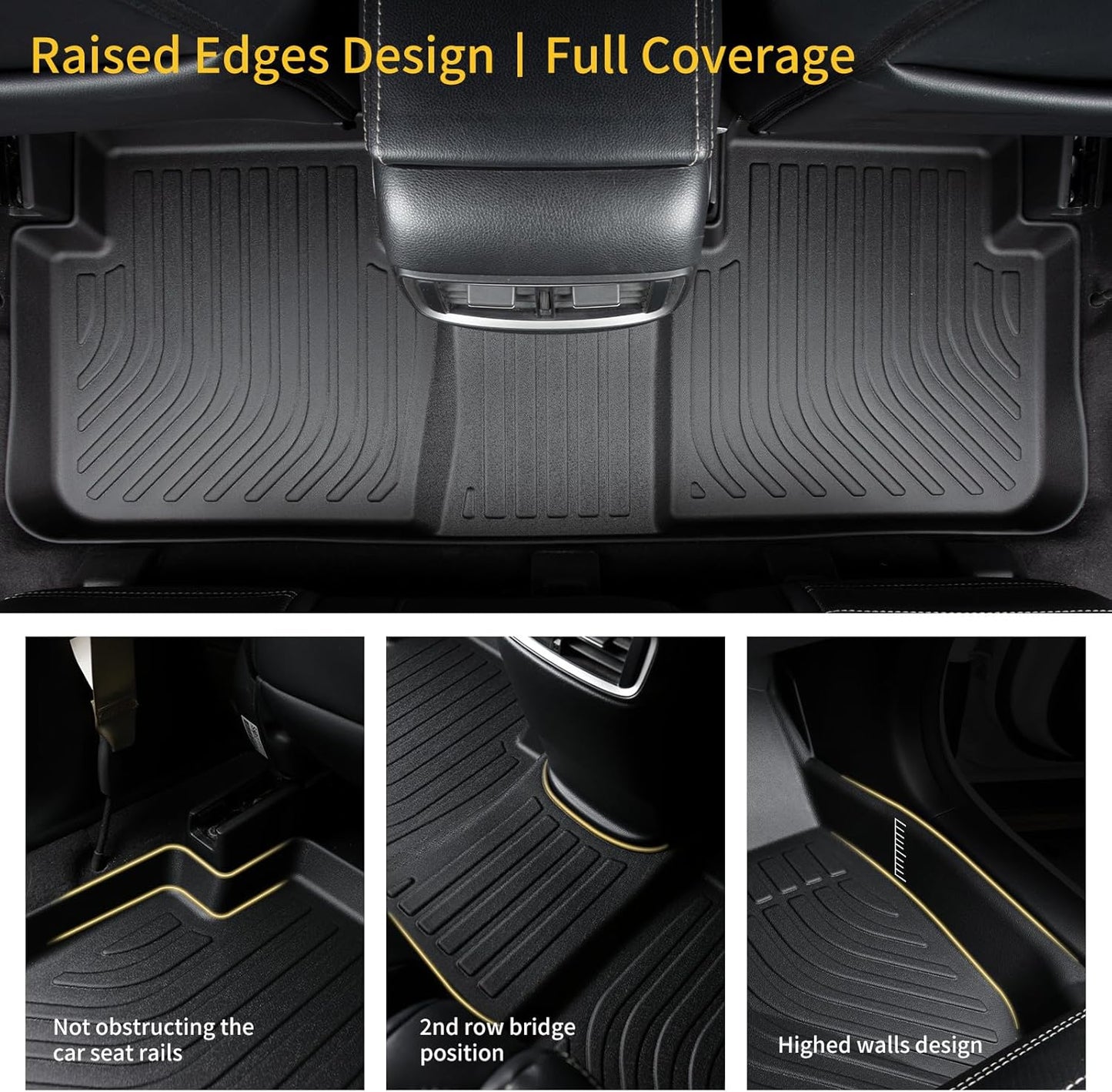 GINOWY-Floor Mats & Cargo Liner for Mitsubihi Outlander Sport 2011-2024, TPE All Weather Outlander Car Mats, Non-Slip Trunk Mat Floor Liners Waterproof Custom Fit Accessories Mats Black