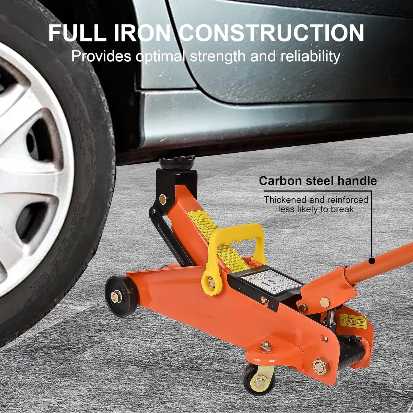 Hydraulic Floor Jack 1.5 Ton 3,300Lbs Car Lift Portable Trolley Jack 360 Degree for Cars Medium Vehicles,Orange