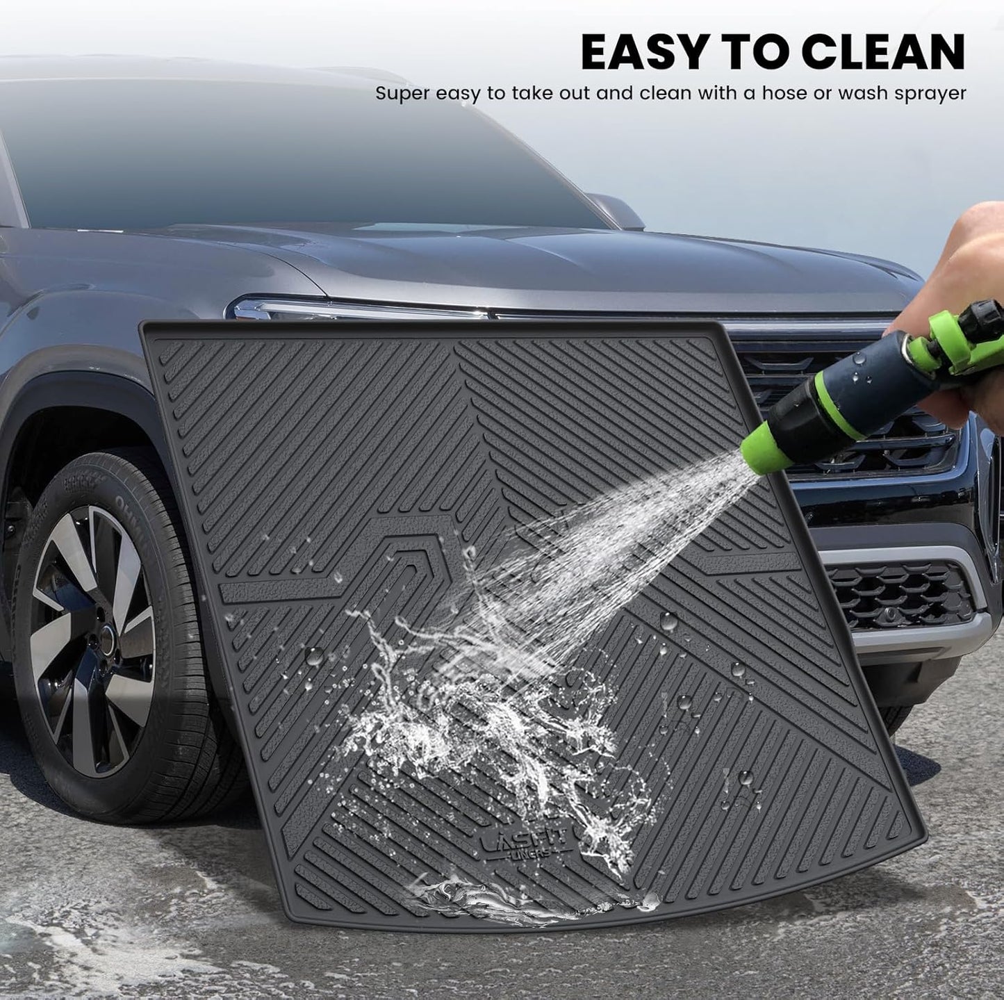 LASFIT Cargo Mat for Volkswagen Atlas Cross Sport 2020-2025, Custom Fit All-Weather TPE Rubber Trunk Mat for VW Accessories, Waterproof, Easy to Clean, Black