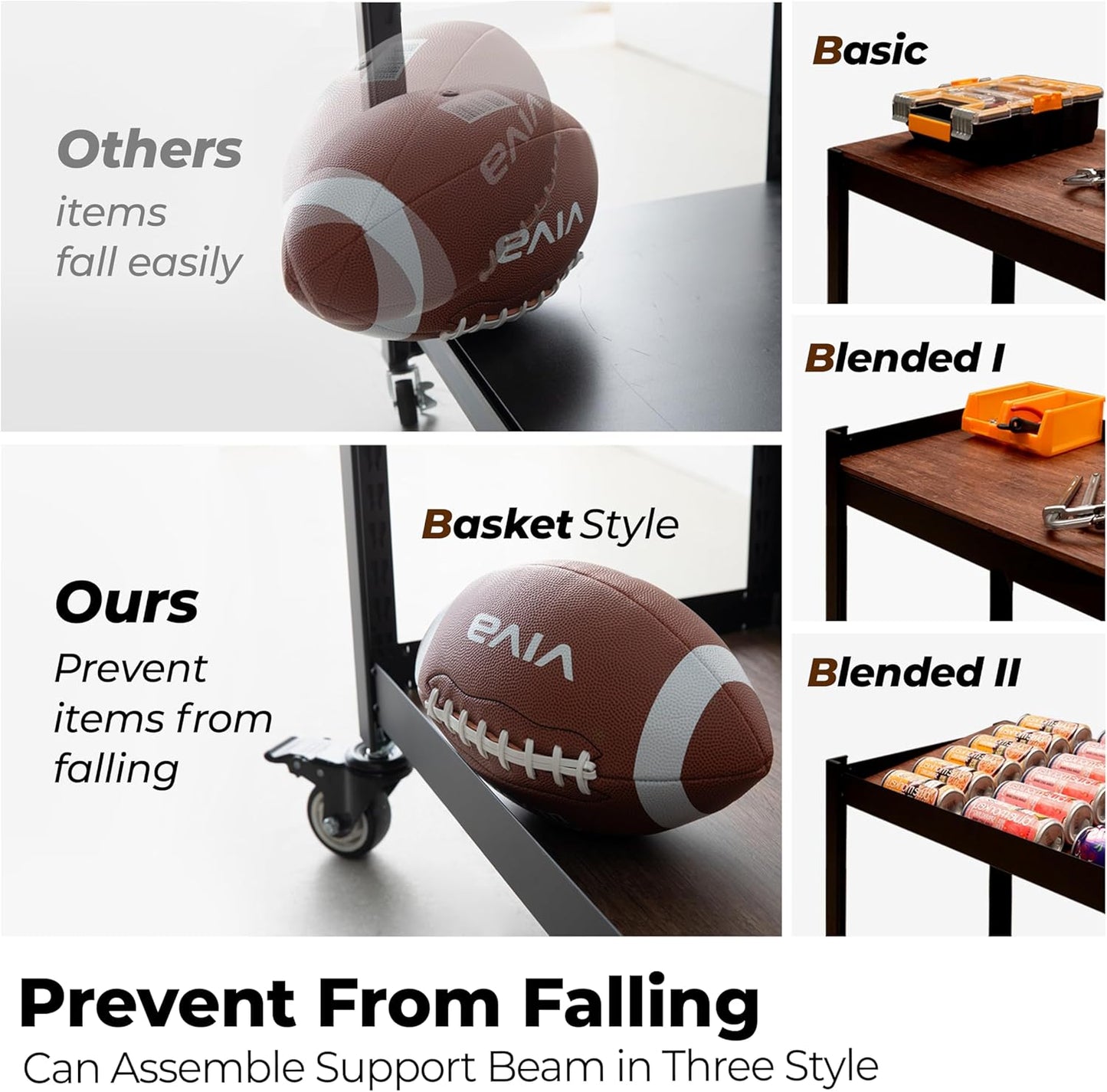 HOMEDANT House 5-Tier Metal Rolling Cart Shelf Rack Casters Heavy Duty Wheel Shelving Unit Adjustable Utility Storage Shelves Organizer Shelf Kitchen Garage 36.2" W x 16.5" D x 69.5" H 10Pack