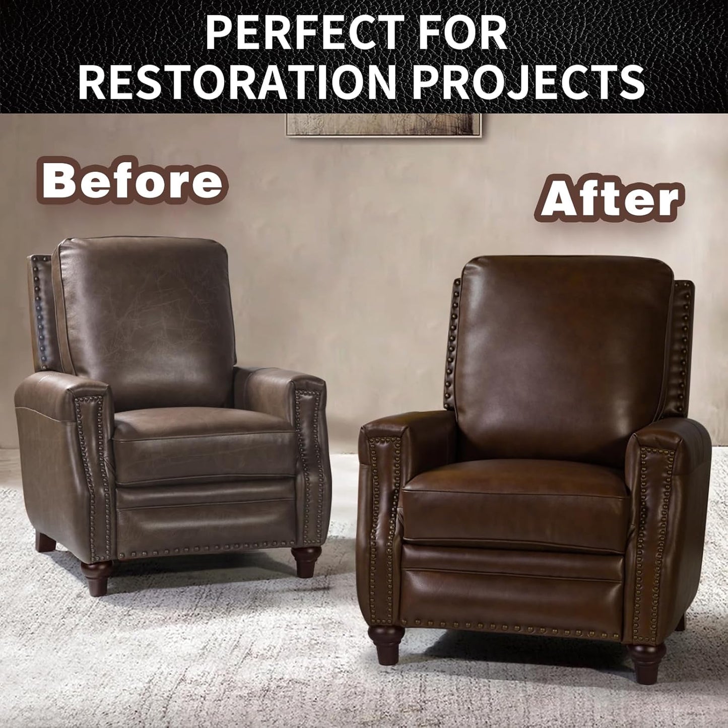 Leather Repair Kit Recoloring Balm Cleaner Conditioner Waterproof Beeswax Oil for Car Seat Furniture Couch Shoe Leather Vinyl(Dark Brown)