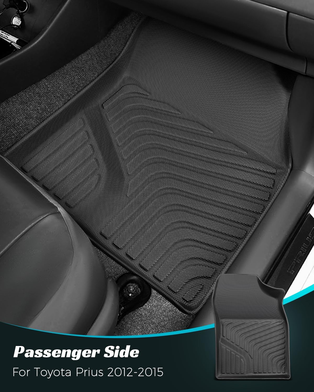 Car Floor Mats for Toyota Prius 2012-2014 Accessories(Not Fit Plug-in, V or C Models), All Weather Rubber Mat, Automotive Floor Carpet Protector Car Accessories