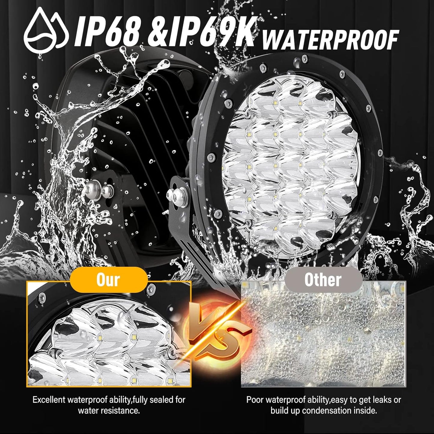 BIGLION.X 7Inch Round LED Offroad Lights 2PCS 210W 32000LM Super Bright LED Off Road Lights Driving Lights Round Waterproof IP68 IP69K 12V 24V for Pickup Trucks SUV ATV UTV 4x4