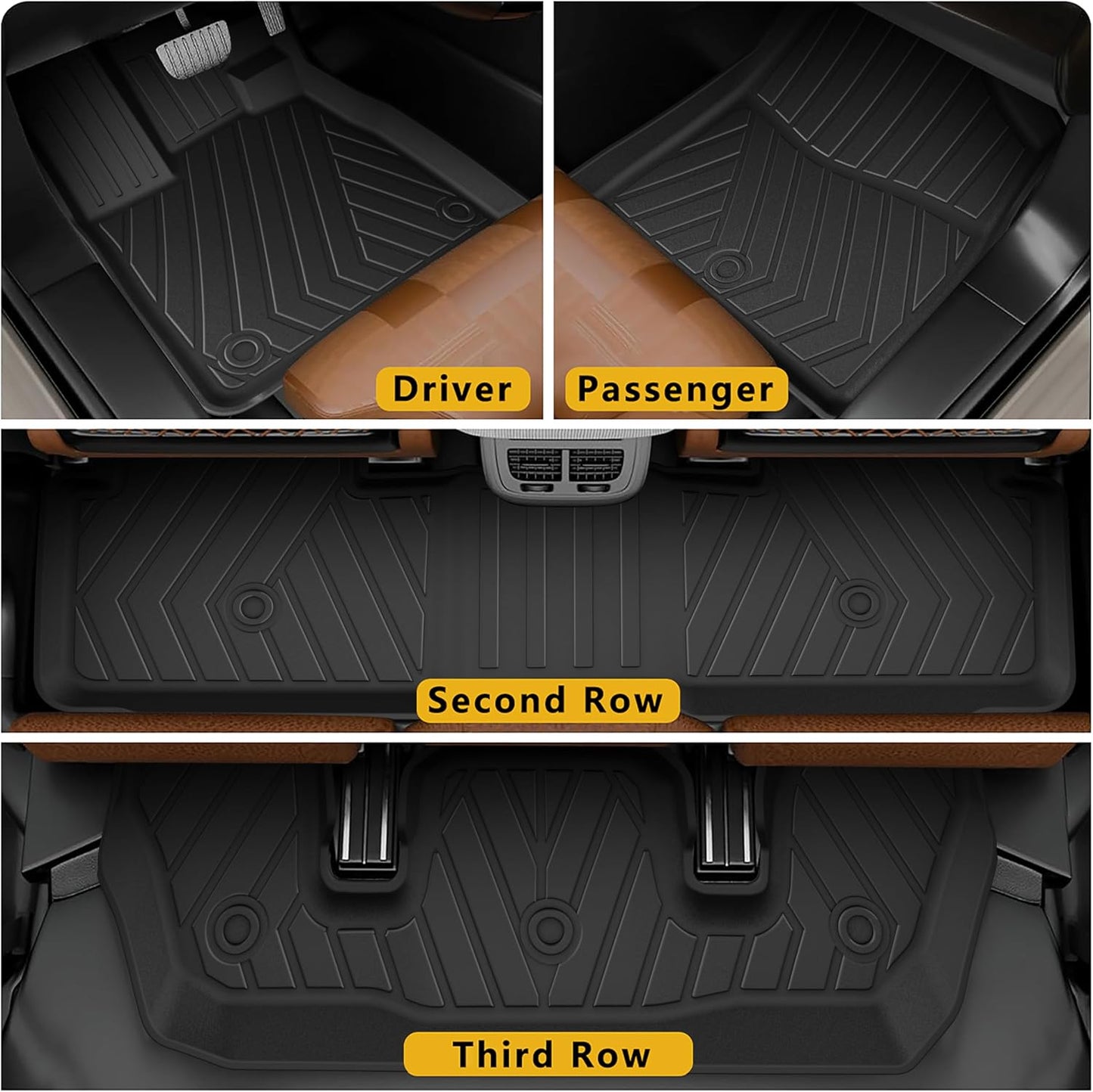 2025 Pilot Floor Mats & Cargo Liner & Backrest Mat Fit for Honda Pilot 2023 2024 2025: All Weather Protection Floor Liner with Back Seat Cover - 1st 2nd 3rd Row Floor Mats Trunk Mat Pilot Accessories