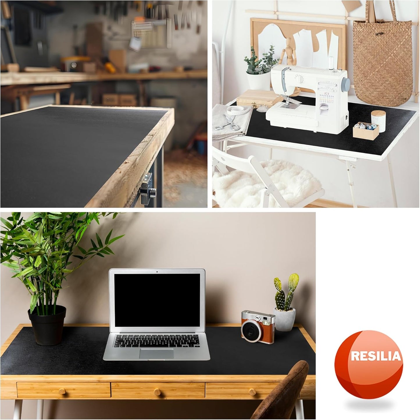 RESILIA Work Bench Mat - 22" X 96", Scratch-Resistant PVC Mats - Protect Your Workbench, Table, or Tool Station from Painting, Woodworking, Crafting, Building, & More, Black, Made in The USA