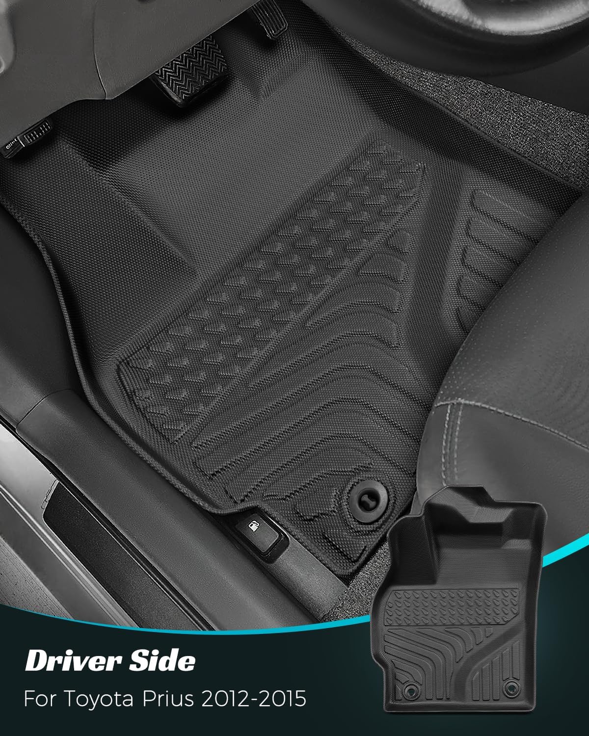 Car Floor Mats for Toyota Prius 2012-2014 Accessories(Not Fit Plug-in, V or C Models), All Weather Rubber Mat, Automotive Floor Carpet Protector Car Accessories