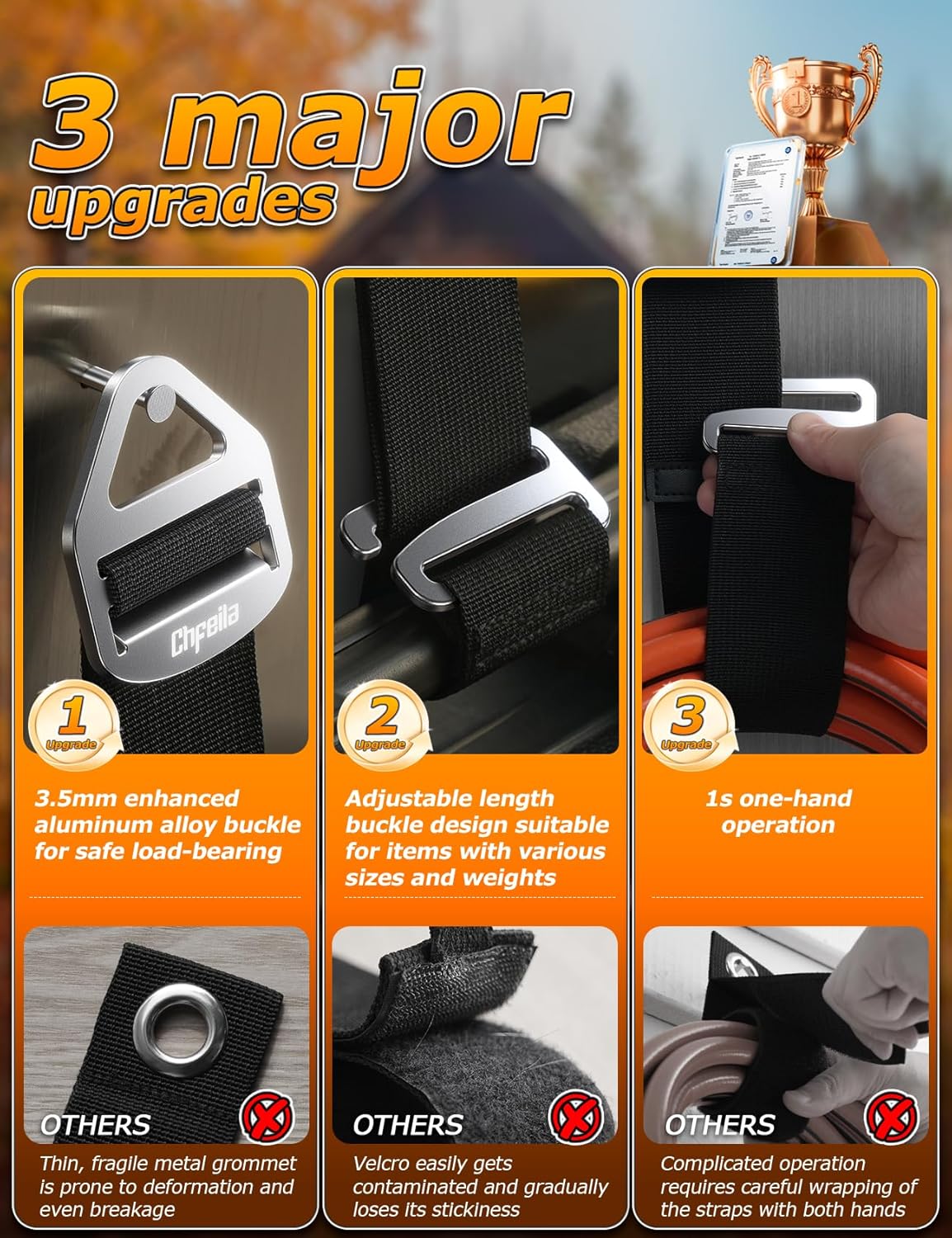 4 Pack One Hand Operation [1s Tighten by Gravity] Adjustable Extension Cord Organizer Holder, Hose Rope Storage Straps Wrap for RV Shed Workshop Garage Organization, Gadgets Tools Gifts for Dad Men