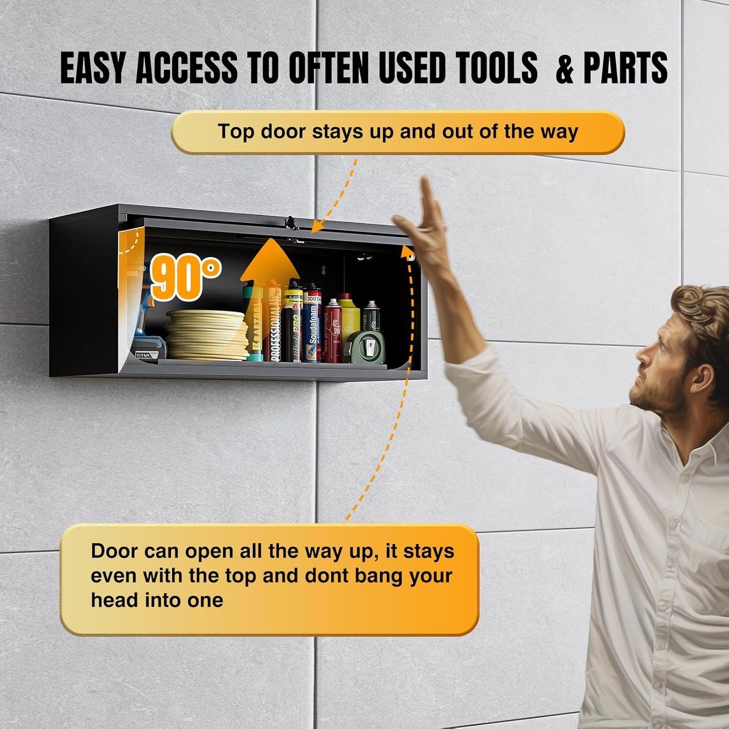 Small Wall-Mounted Locking Cabinet Metal Garage Storage Cabinet Hanging Medicine Lockable Steel Utility Floating Tool 14" H Assembly Required Black