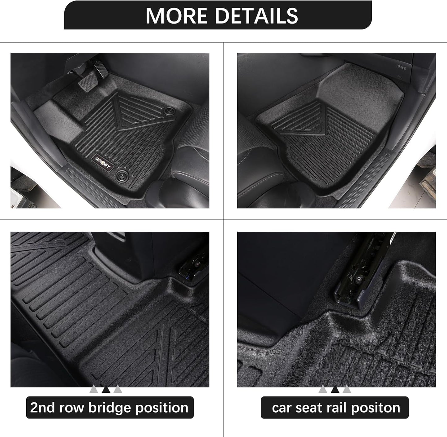 GINOWY-Floor Mats for Chevy Colorado 2023 2024 2025 Crew Cab &GMC Canyon, TPE All Weather Protection Floor Liners for Colorado 2024, Non-Slip Durable Waterproof Custom Fit Accessories, Black