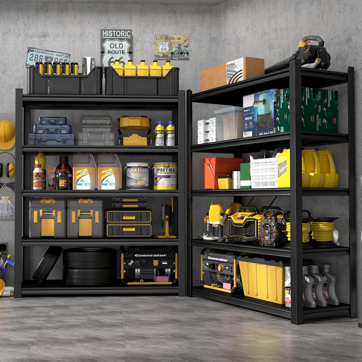 Heavy Duty Shelving,5-Tier Metal Storage Shelves,Metal Shelves for Garage Storage,Steel Shelving 24" D x 47" W x 72" H