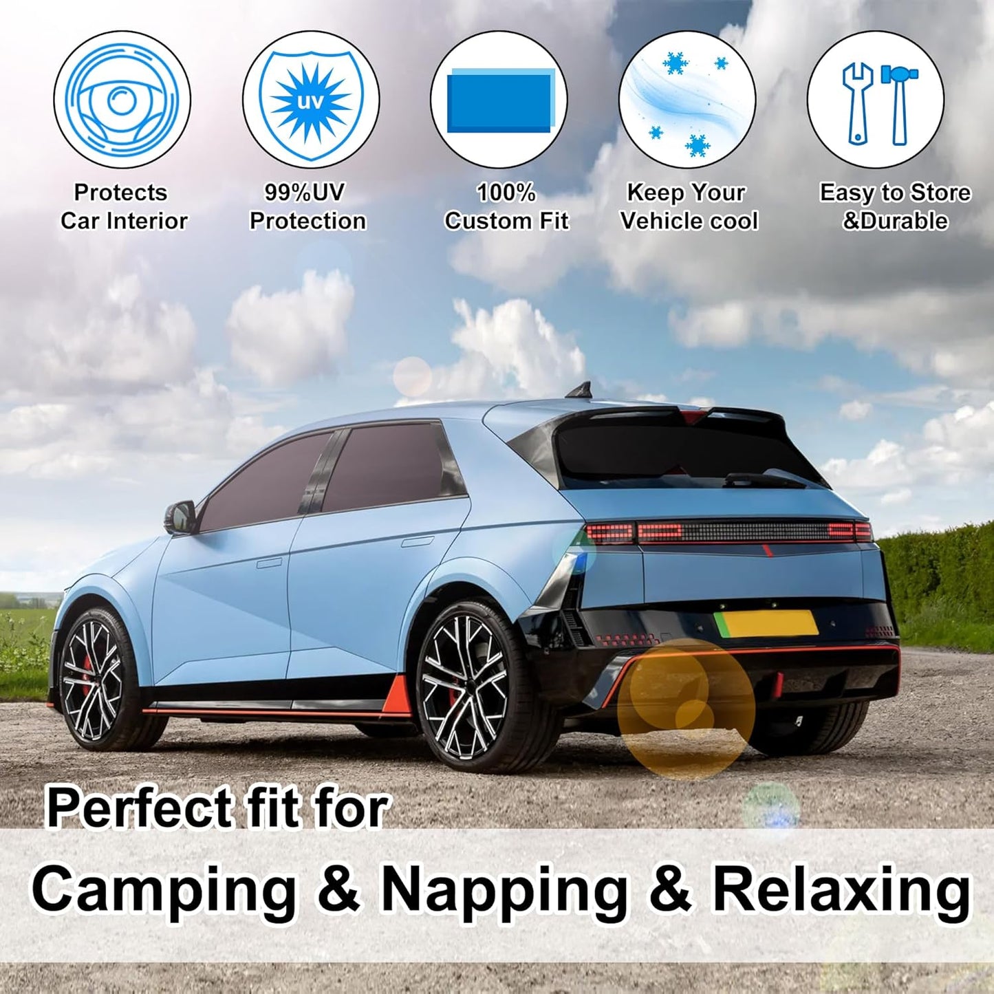 TINGLU Window Shades for Hyundai Ioniq 5 2022-2024 2025 Accessorie Car Side Full Windows Rear Triangular Windshield Sun Shade Sun UV Rays & Privacy Protection for Camping,Napping,and Relaxing 6PCS