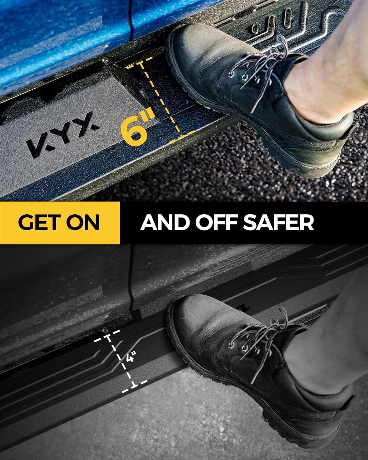 KYX Running Boards & Steps Nerf Bars Fit for 2015-2025 Chevy Colorado/Canyon Crew Cab, A Pair 6 inch Car Door Side Steps Nerf Bars Truck Boards Step Rails-Dual Tube