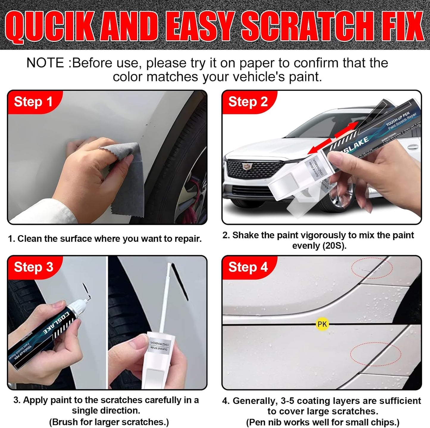 Car Touch Up Paint(Radiant Red Tintcoat(GNT/WA170H)) for Cadillac, Car Paint Scratch Repair Kit, Quick & Easy Solution to Repair, 2 in 1 Scratch Remover Pen with 2PCS Disposable Micro Applicators