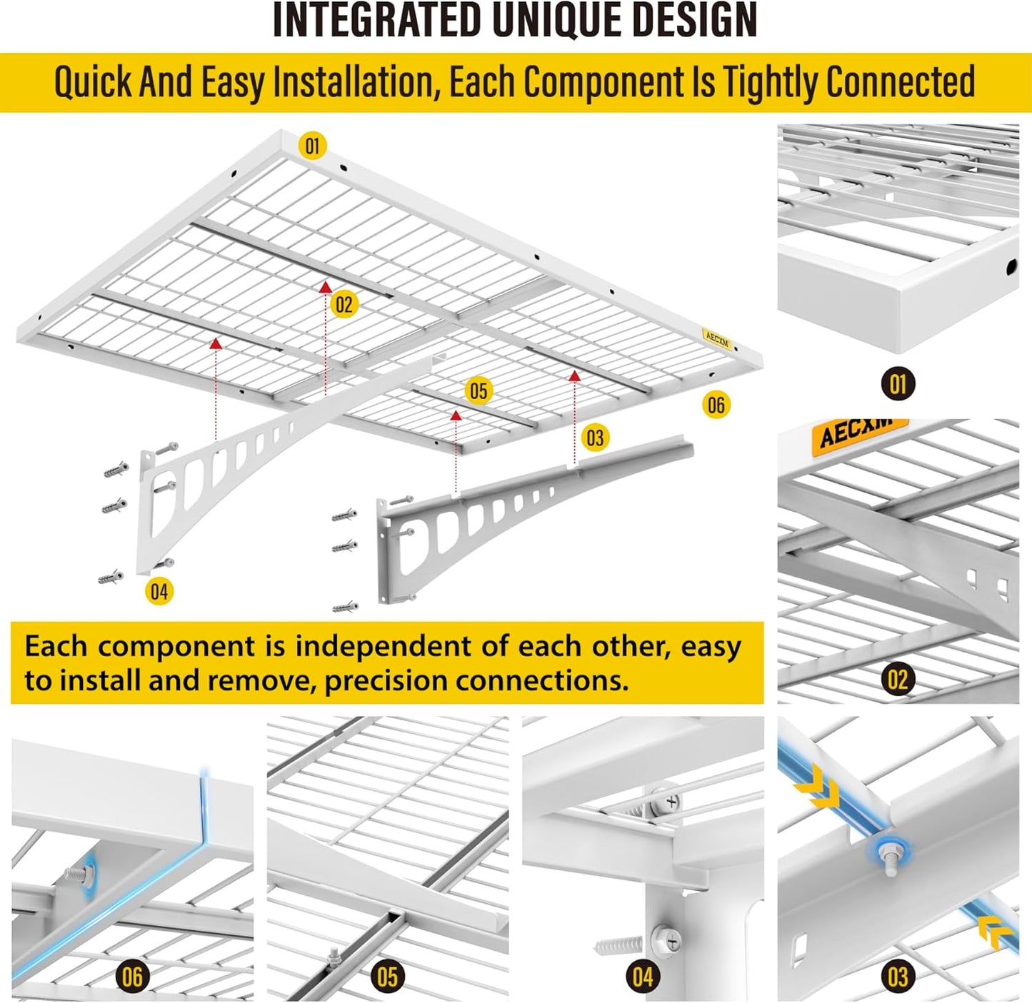 2x3ft 4Pack Wire Shelving Unit Heavy Duty Garage Storage Shelves Wall Mounted White 1120lbs Load Capacity（24-inch-by-36-inch）