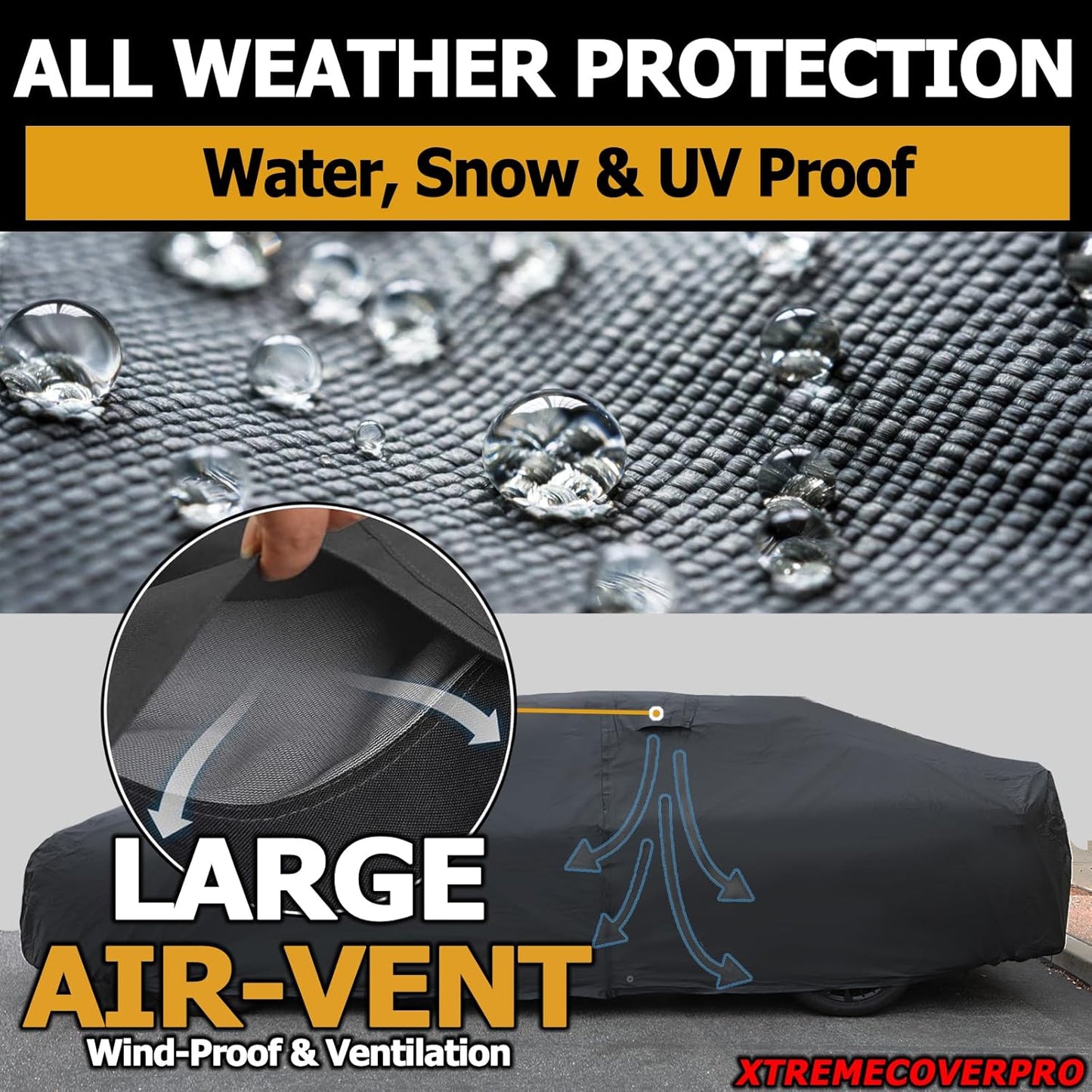 All Weather Waterproof car Cover Good for rain Snow uv Protection dust Compact Hatchback Golf GTI i3 Civic Elantra Soul Versa Black
