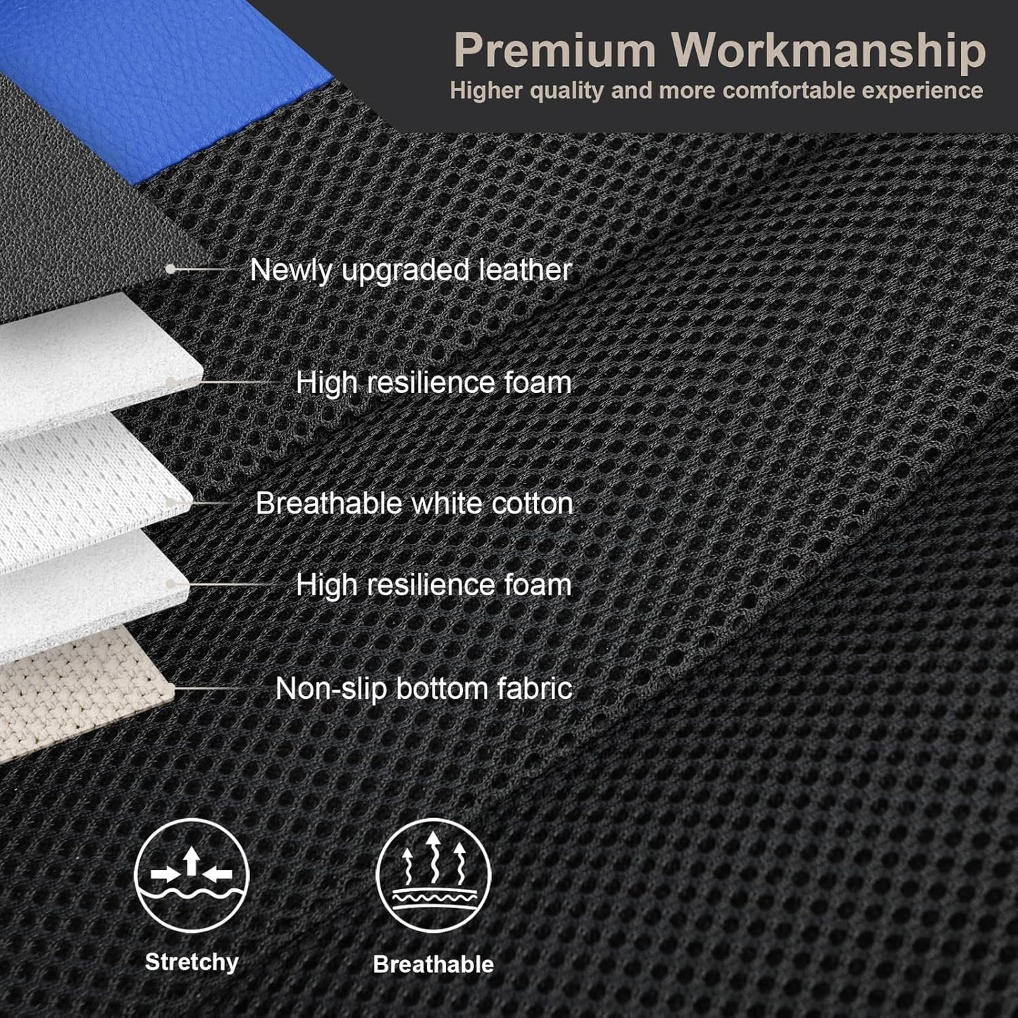 GIANT PANDA Front Seat Cover for Nissan, 3D Air Mesh Car Seat Covers Custom Fit Nissan Rogue Altima Sentra Versa Kicks Frontier Murano Pathfinder Maxima (Blue) 2-Pack