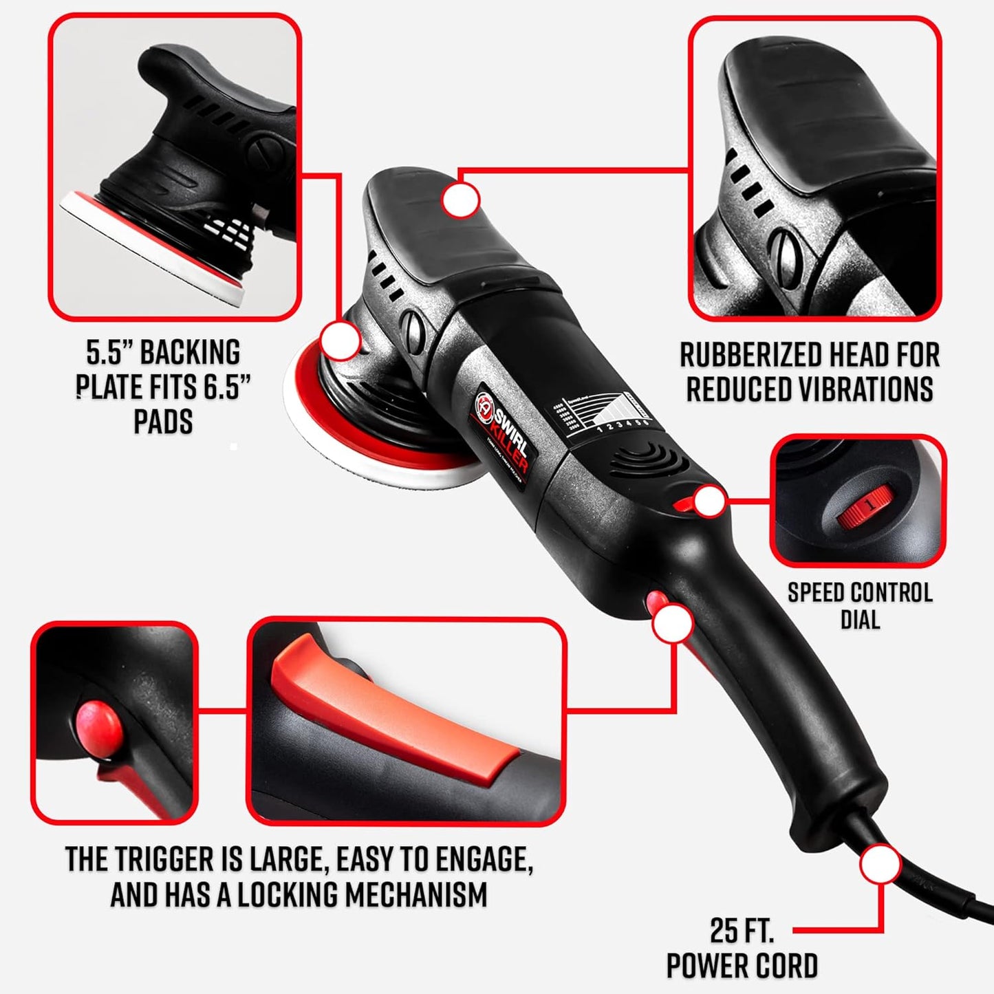 Adam's Polishes Swirl Killer 15mm Polisher Kit 16 Item Buffer Polisher Dual Action Machine Use W/Car Polish, Polishing Compound, or Car Scratch Remover | Detailing Car Wash Clay Bar Ceramic Coating