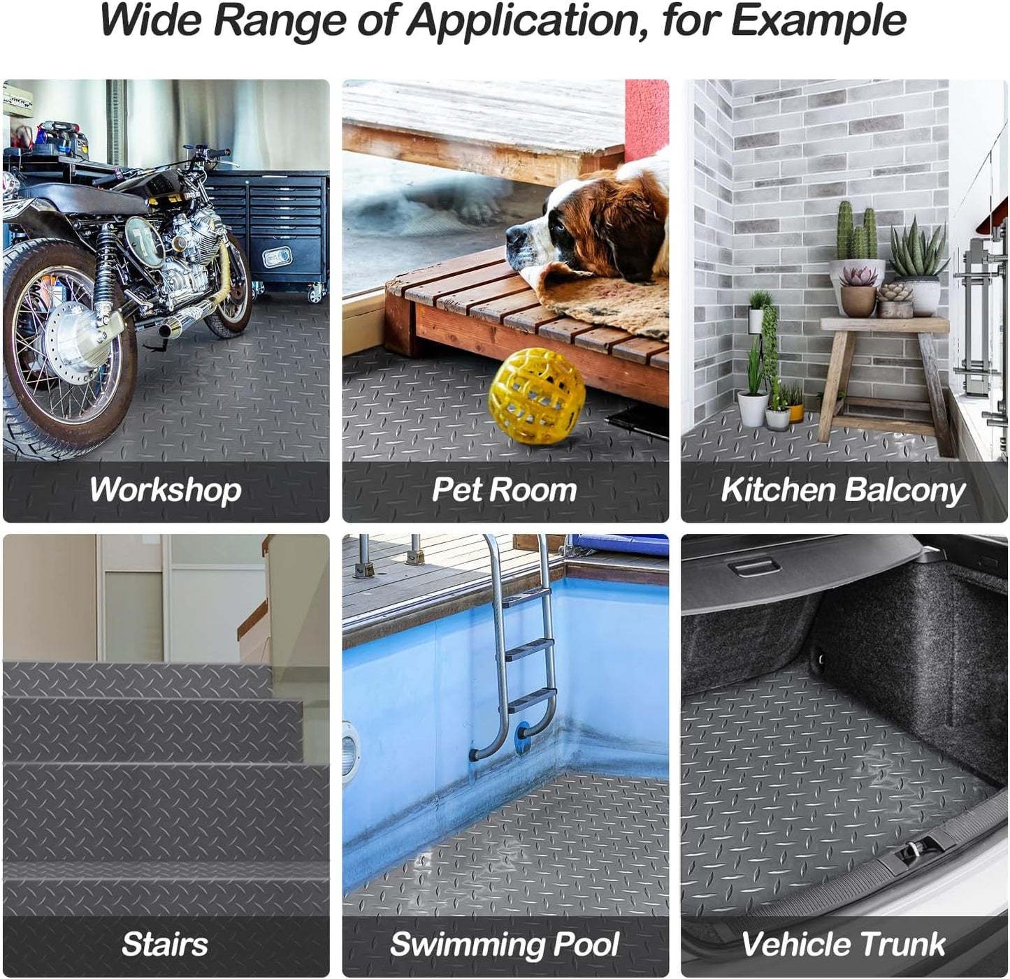 Garage Floor Mat, 4x8.2ft Diamond Rubber Plate Garage Flooring Rolls, Non-Slip Car Parking Mats Gray Floor Protector Mat for Garage Floor Under Car Trailer Truck