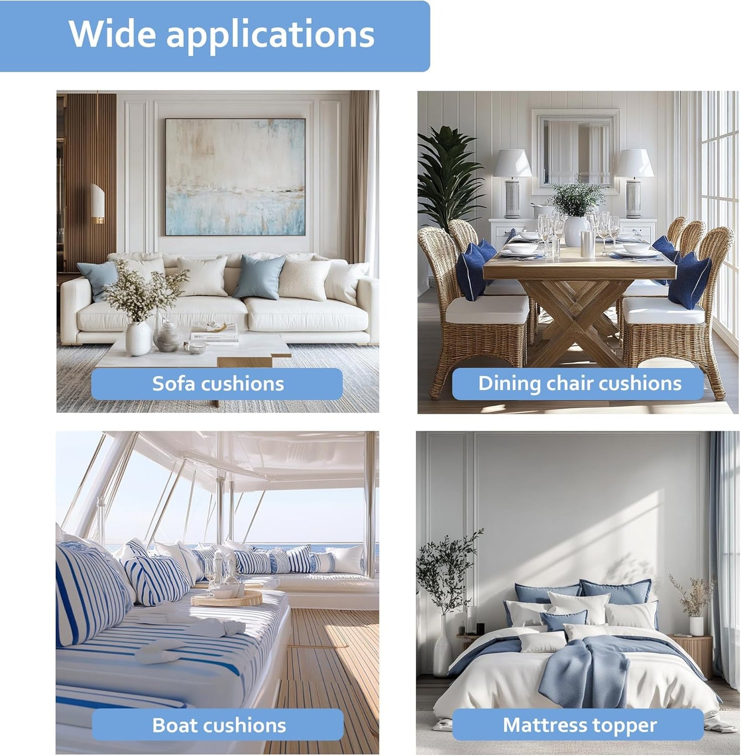 GoTo Foam 2" Height x 24" Width x 72" Length 43ILD (Firm) Upholstery Cushion Made in USA