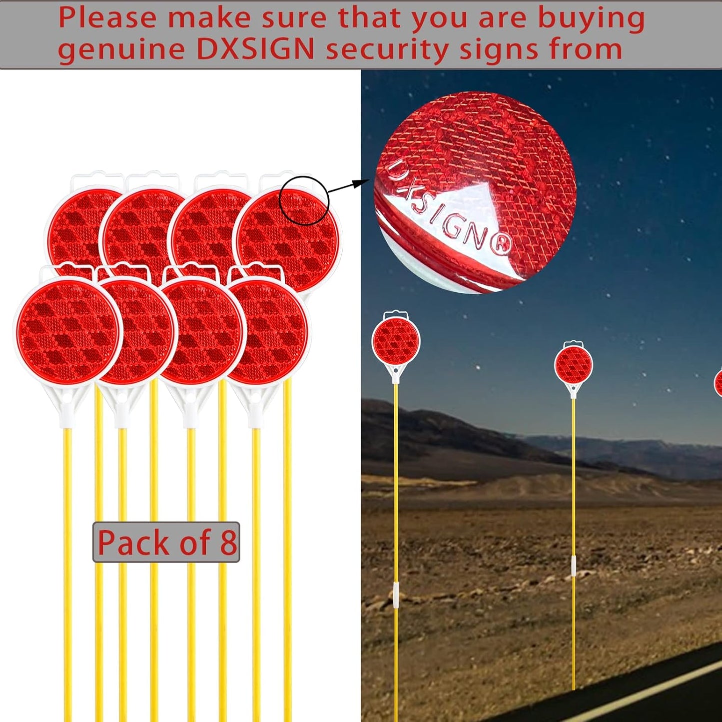 Reflectors for Driveway Entrance Orange Reflective Driveway Markers Snow Plow Markers Plow Markers 51 Inch Yellow Fiberglass Pole Double Sided Reflector for Driveway (8-Pack)