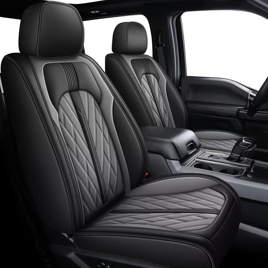 AOMSAZTO Ford Ranger Seat Covers: Full Set Custom Fit 2019 2020 2021 2022 2023 2024 2025 Ford Ranger Breathable Waterproof Leather Seat Protector(5 Seats, Black&Grey)