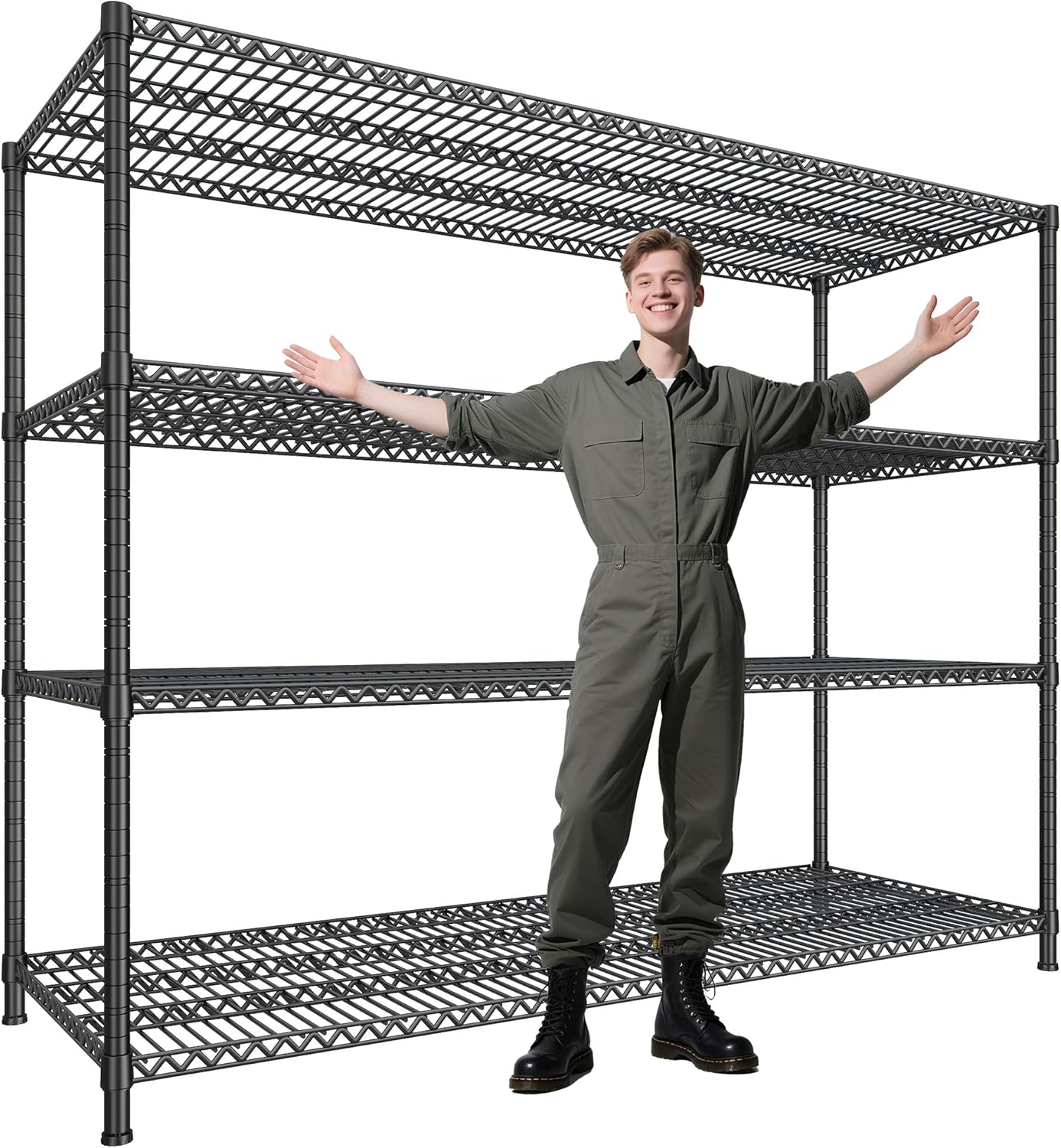68.1"W Storage Shelves 2500LBS Wire Shelving Unit, Garage Shelving Heavy Duty, Adjustable Metal Shelves for Garage, Pantry, Kitchen, Basement, Warehouse, Business 68.1"W x 20.9"D x 70.9"H