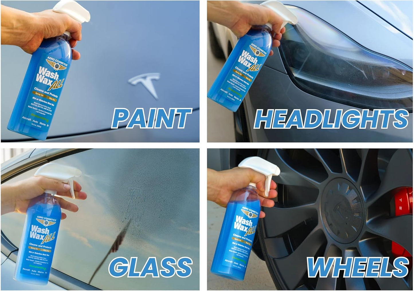 Wet or Waterless Wash Wax Kit 144oz UV Protection. Cleans, Protects, and Shines. Aircraft Quality Just Spray On and Wipe Dry