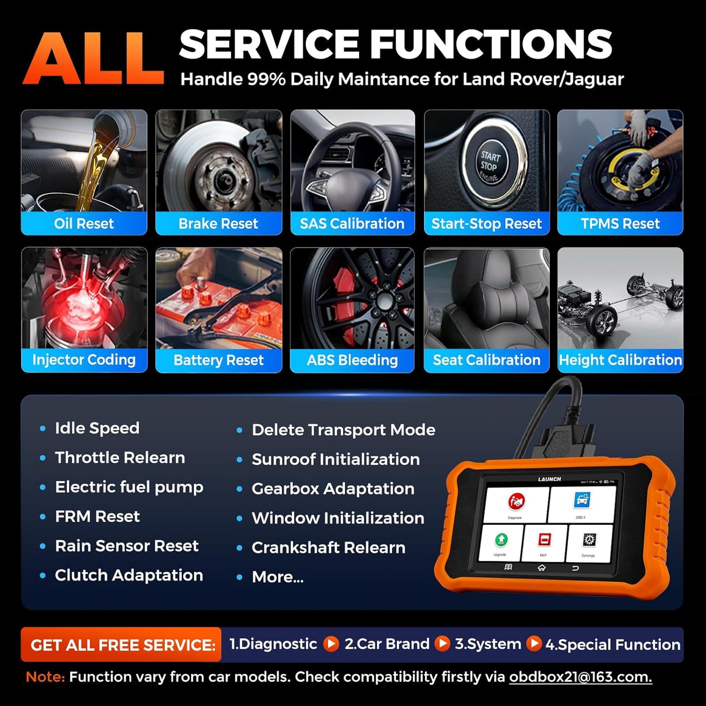 LAUNCH Creader Elite V2.0 for Land Rover Jaguar OBD2 Scanner, Bi-Directional Full Systems Diagnostic Scan Tool, All Reset Services, Active Test, Battery Reset, Height Calibration, Lifetime Free Update