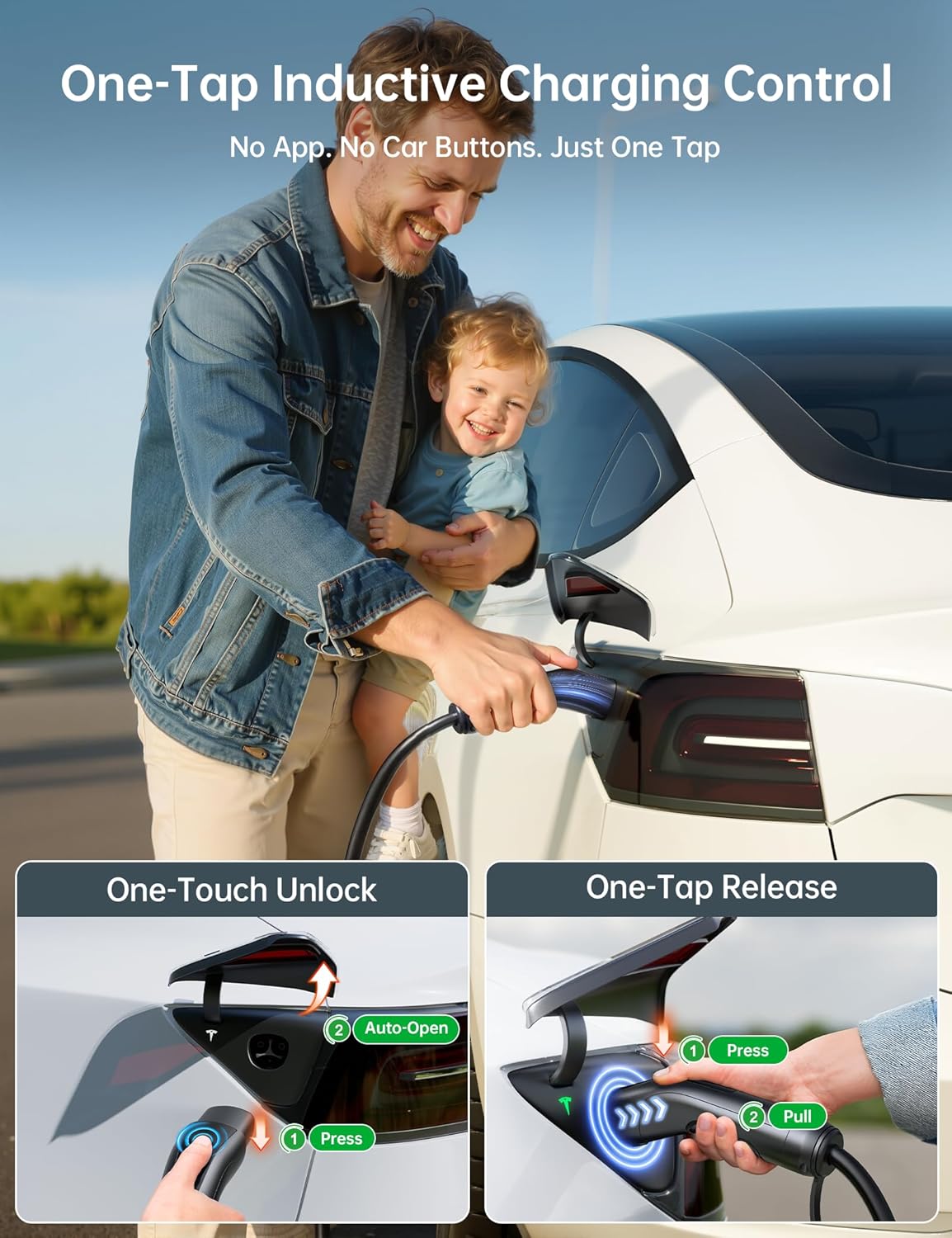 Raylix 32A Level 2 Fast Tesla Charger, [Adjustable Current, Delay Charge & Smart Display], 7.68KW Tesla Mobile/Home Charger, 21ft Cable, Connector for Tesla Model X/Y/3/S/Cybertruck, NEMA 14-50 Plug