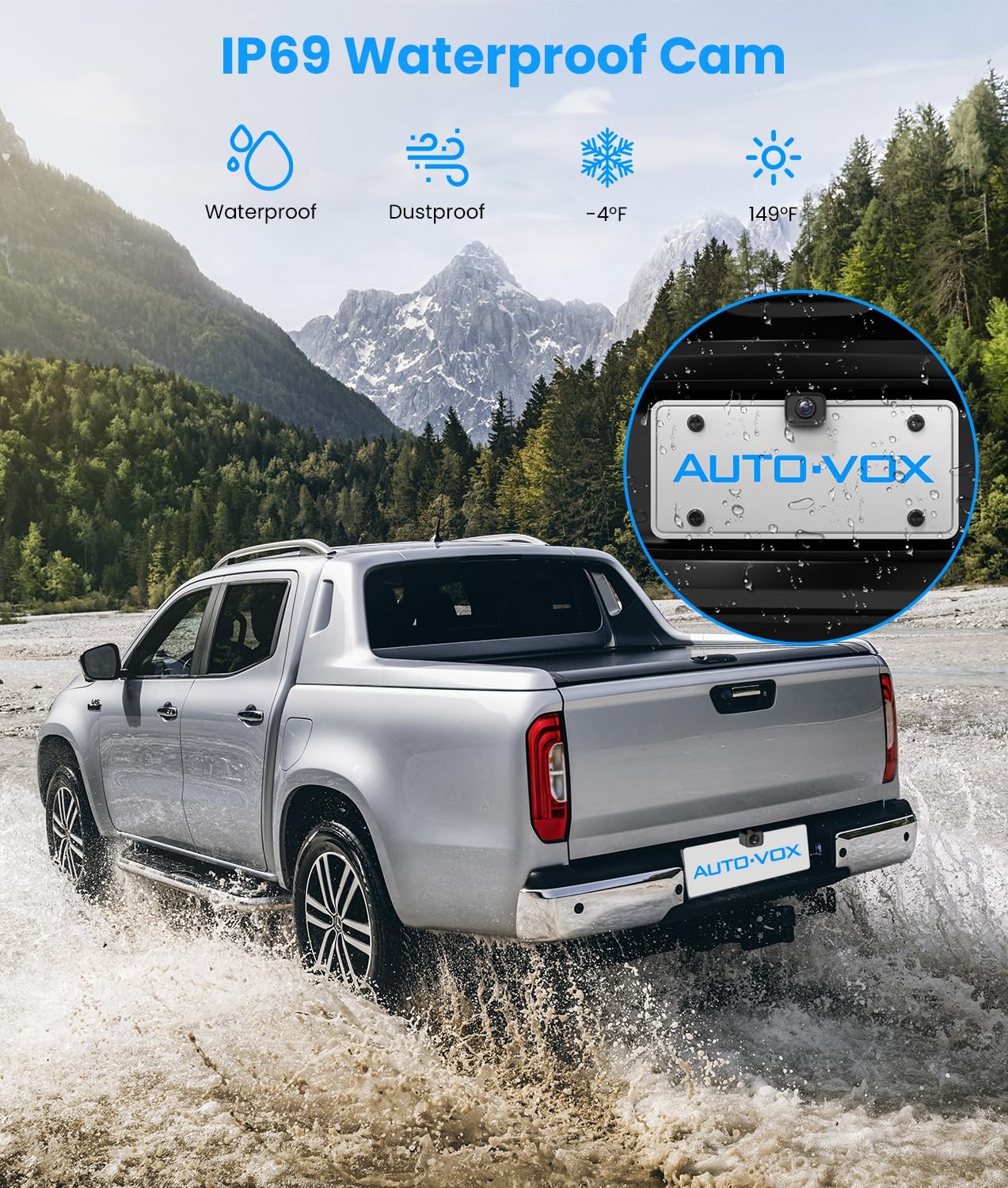 Wireless Backup Camera for Trucks: 5 Inch HD Monitor, Easy Install Stable Digital Signal Back Up Camera System, Dual Channel Color Night Vision Rear View Camera for Car Pickup SUV Van - AUTO-VOX W7Pro