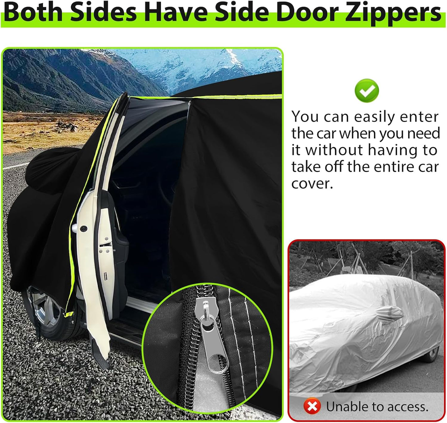 Car Cover for 2002-2024 Mini Cooper/Cooper S/Hardtop 2-Door,PEVA Full Car Cover – Adding Cotton Protection,All-Weather UV, Dust, Snow Protection – Windproof Outdoor/Indoor Cover with Door Zipper