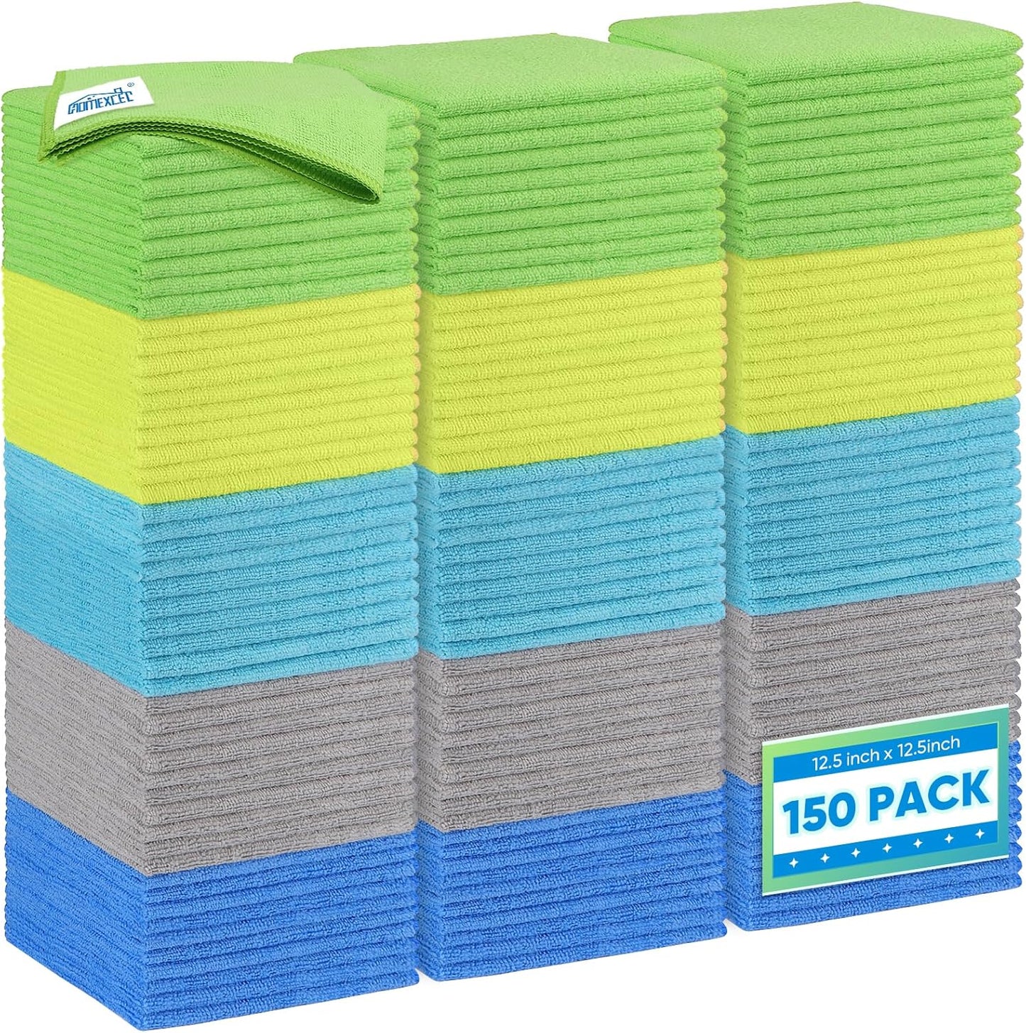 HOMEXCEL Microfiber Cleaning Cloth 50 Pack, 12.5 x 12.5 inch Microfiber Towels for Cars, Ultra Absorbent Car Washing Cloth, Lint Free Streak Free Cleaning Rags for Car, Kitchen, and Window, Multicolor