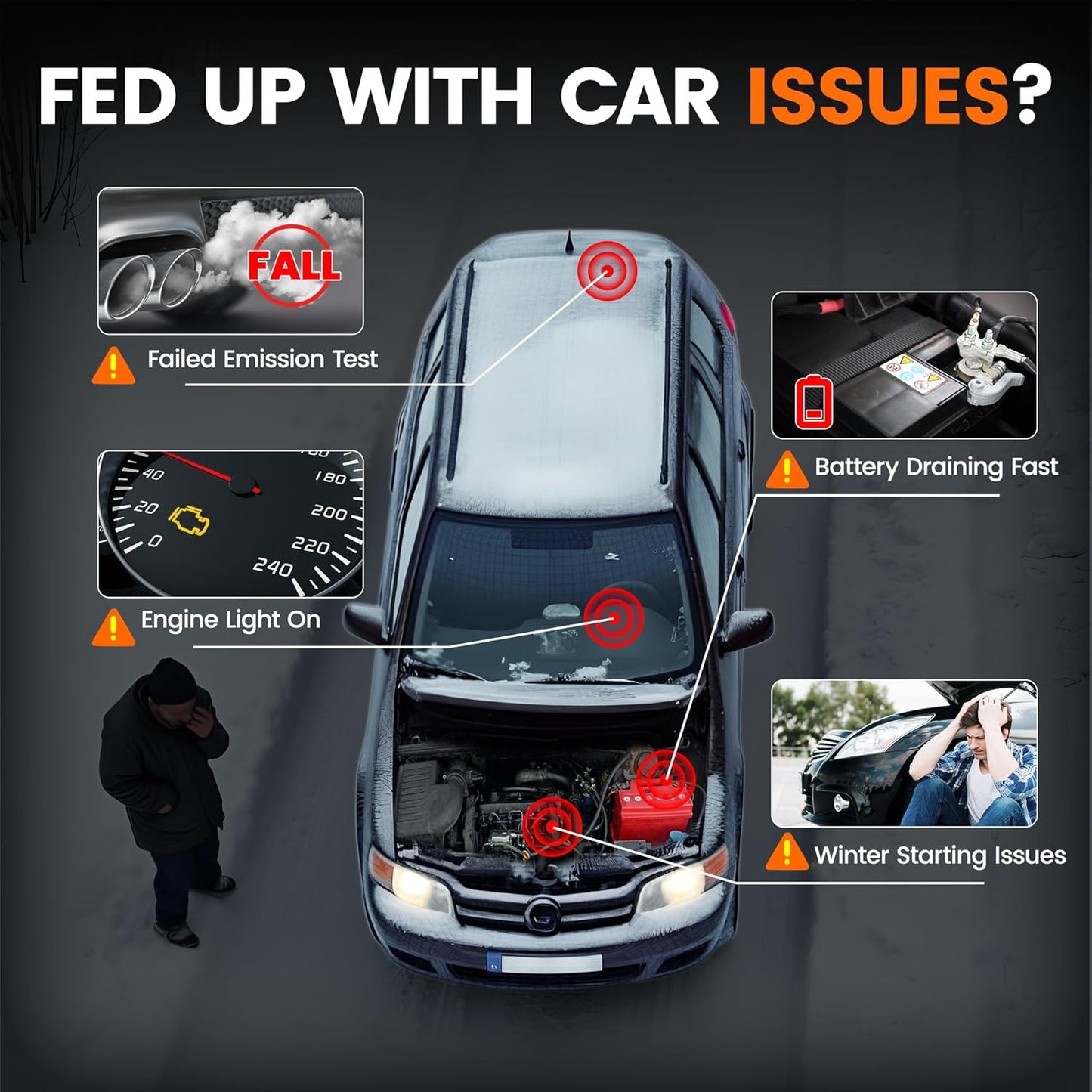 ANCEL AD530 PRO 2 in 1 OBD2 Scanner & Car Battery Tester, Car Scanner Diagnostic Tool with Live Data, 6V 12V Battery Checker with Charging/Cranking Test, Check Engine Code Reader for 1996+ Vehicles