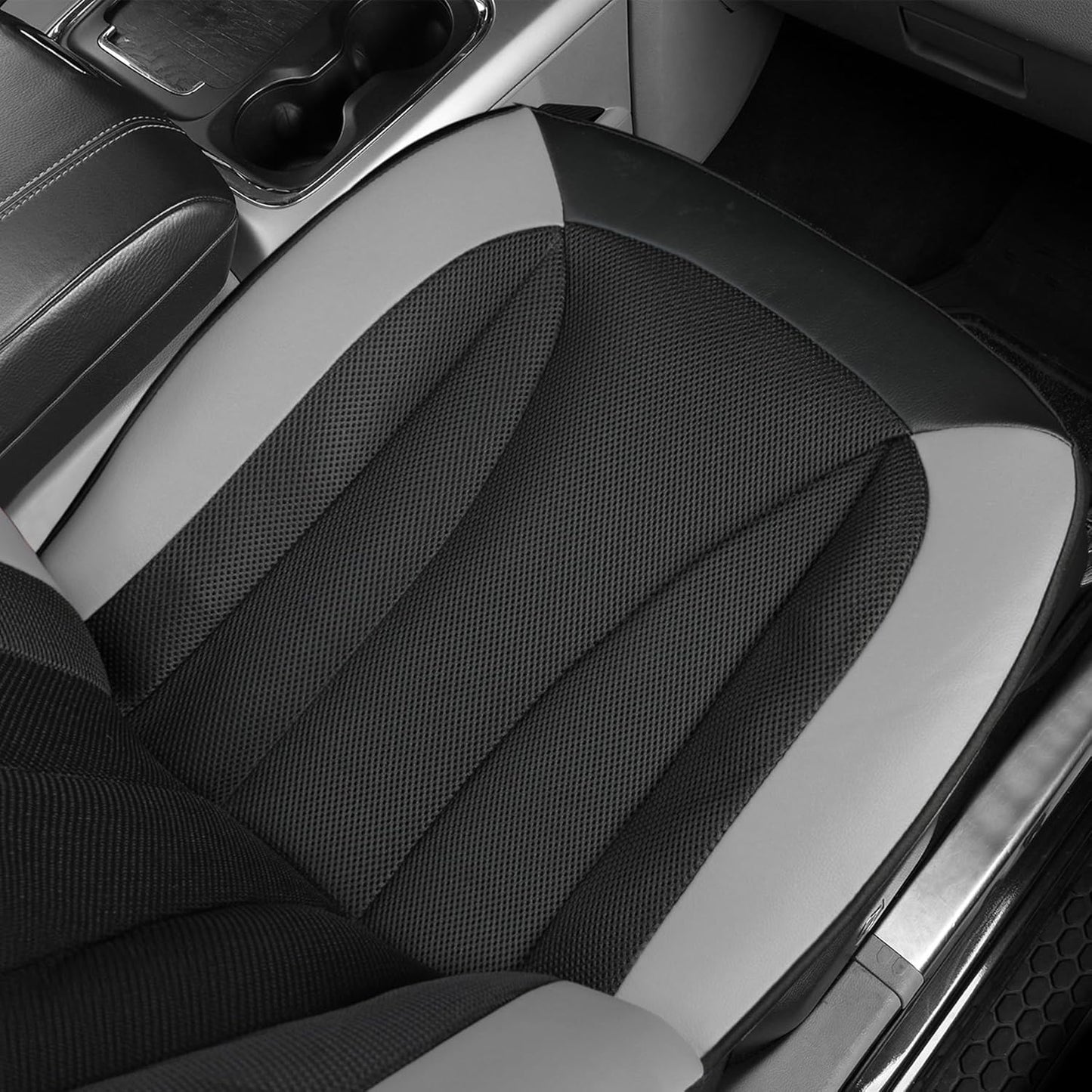 GIANT PANDA 2 Pcs Front 3D Air Mesh Car Seat Cover Custom Fit Ford F150 F250 F350 F450 SuperCrew/Crew Cab Pickup Trucks,Breathable Cooling Seat Protector with Composite Sponge Inside(Gray)