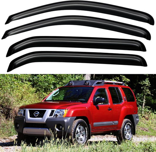 Window Visors Rain Guards Shield for 2005-2016 Nissan Xterra, Out-Channel Window Vent Wind Deflectors Visors Shades for 05-16 Nissan Xterra