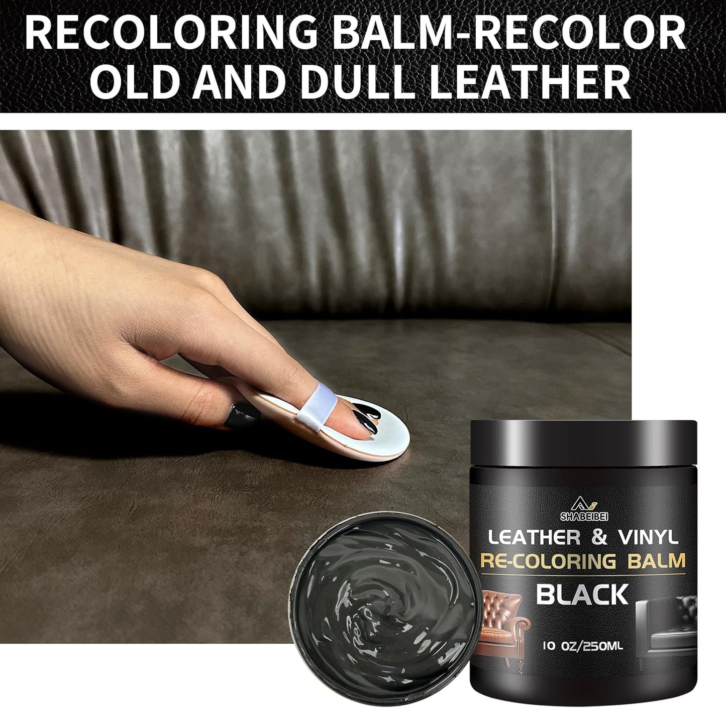 Leather Repair Kit Recoloring Balm Cleaner Conditioner Waterproof Beeswax Oil for Car Seat Furniture Couch Shoe Leather Vinyl(Light Brown)
