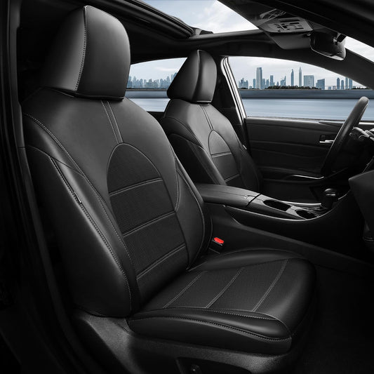 for Toyota Camry Seat Covers XLE XSE V6 2018 2019 2020 2021 2022 2023 2024 - Waterproof Breathable Leather Seat Covers for Cars, Custom Fit Car Seat Covers Full Set, Black Not for Hybrid