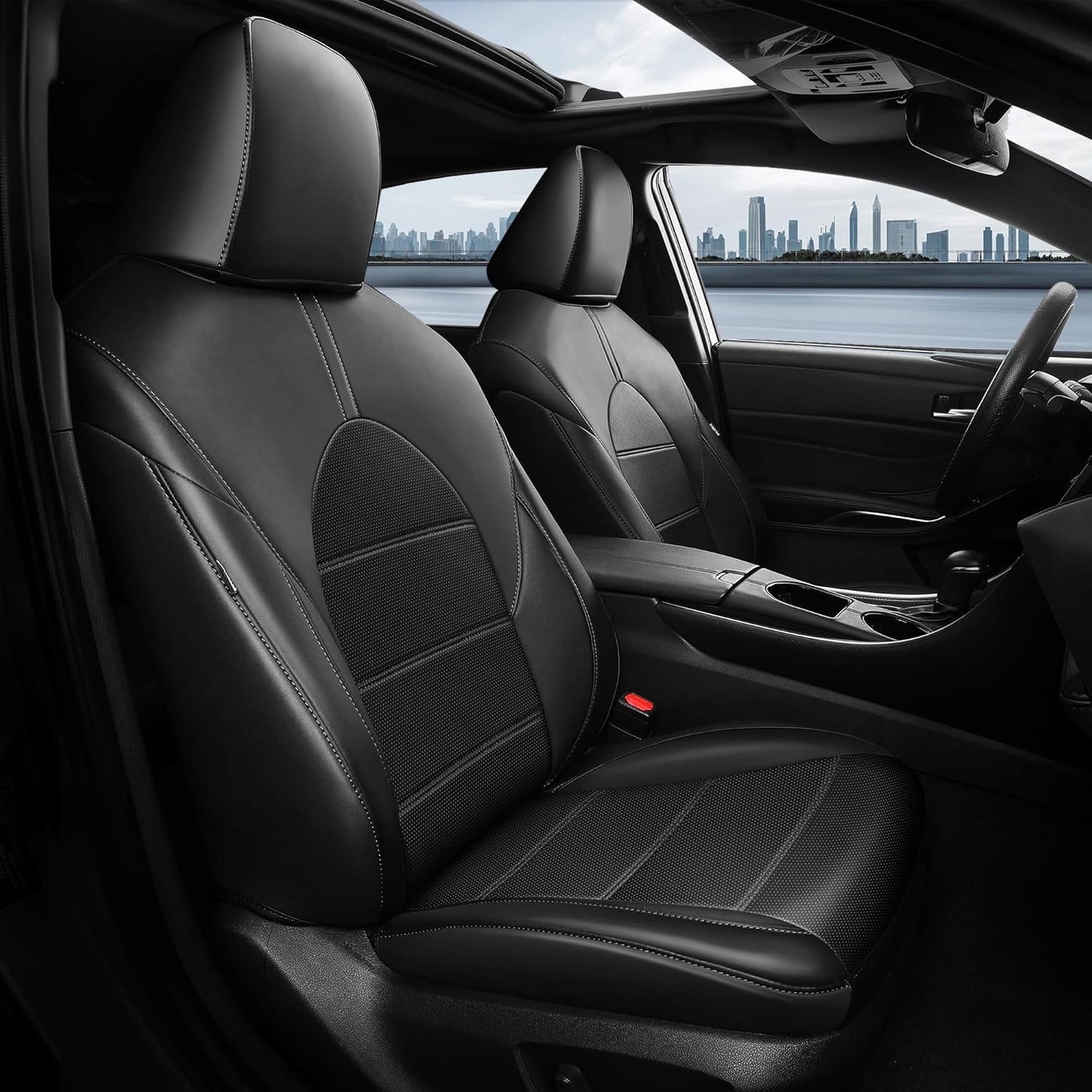 for Toyota Camry Seat Covers LE SE SE Nightshade 2018 2019 2020 2021 2022 2023 2024 - Waterproof Luxury Leather Seat Covers for Cars, Custom Fit Car Seat Covers Full Set, Black Not for Hybrid