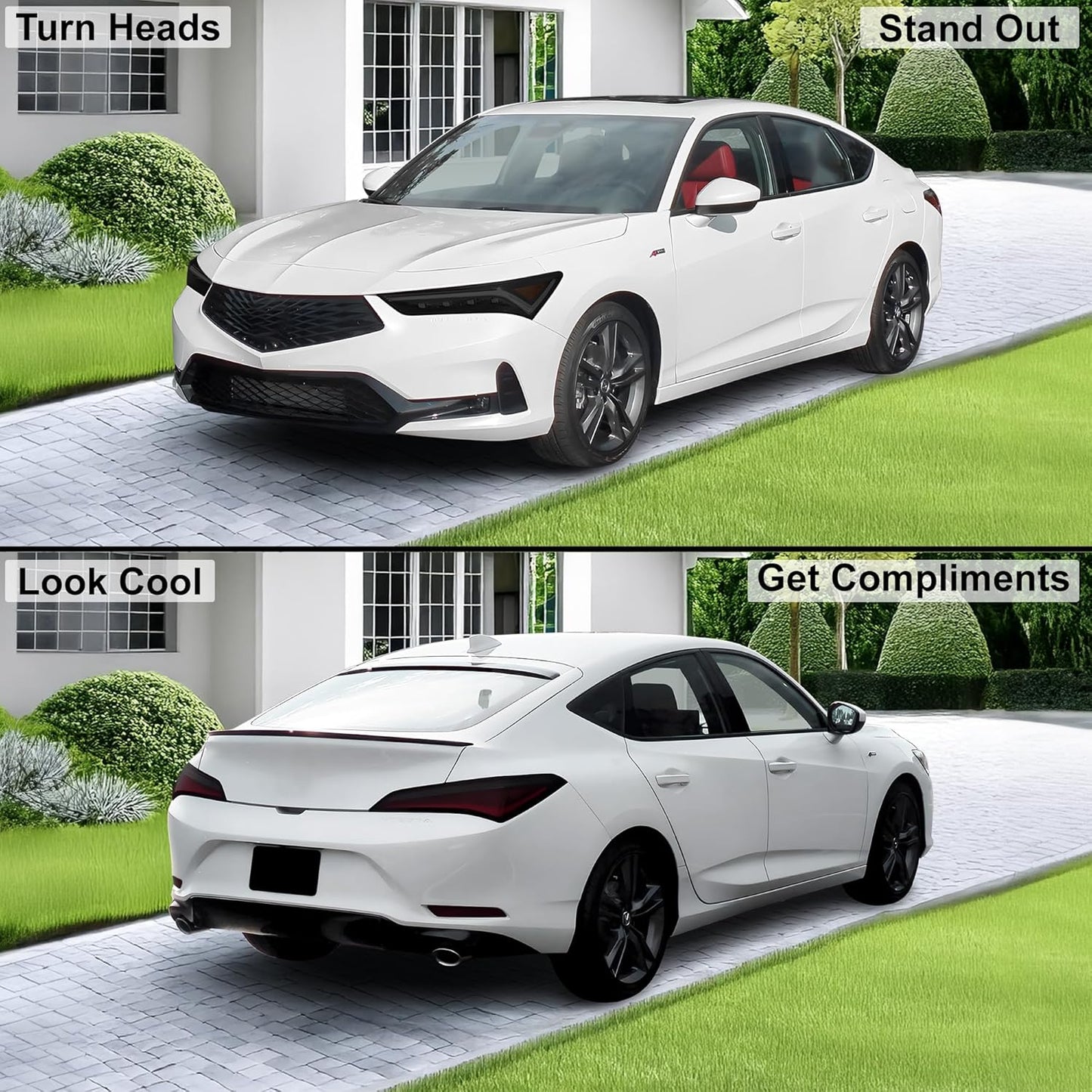 BOGAR TECH DESIGNS Full Headlight Taillight Tint Kit Compatible with Acura Integra 2023-2025, Dark Smoke