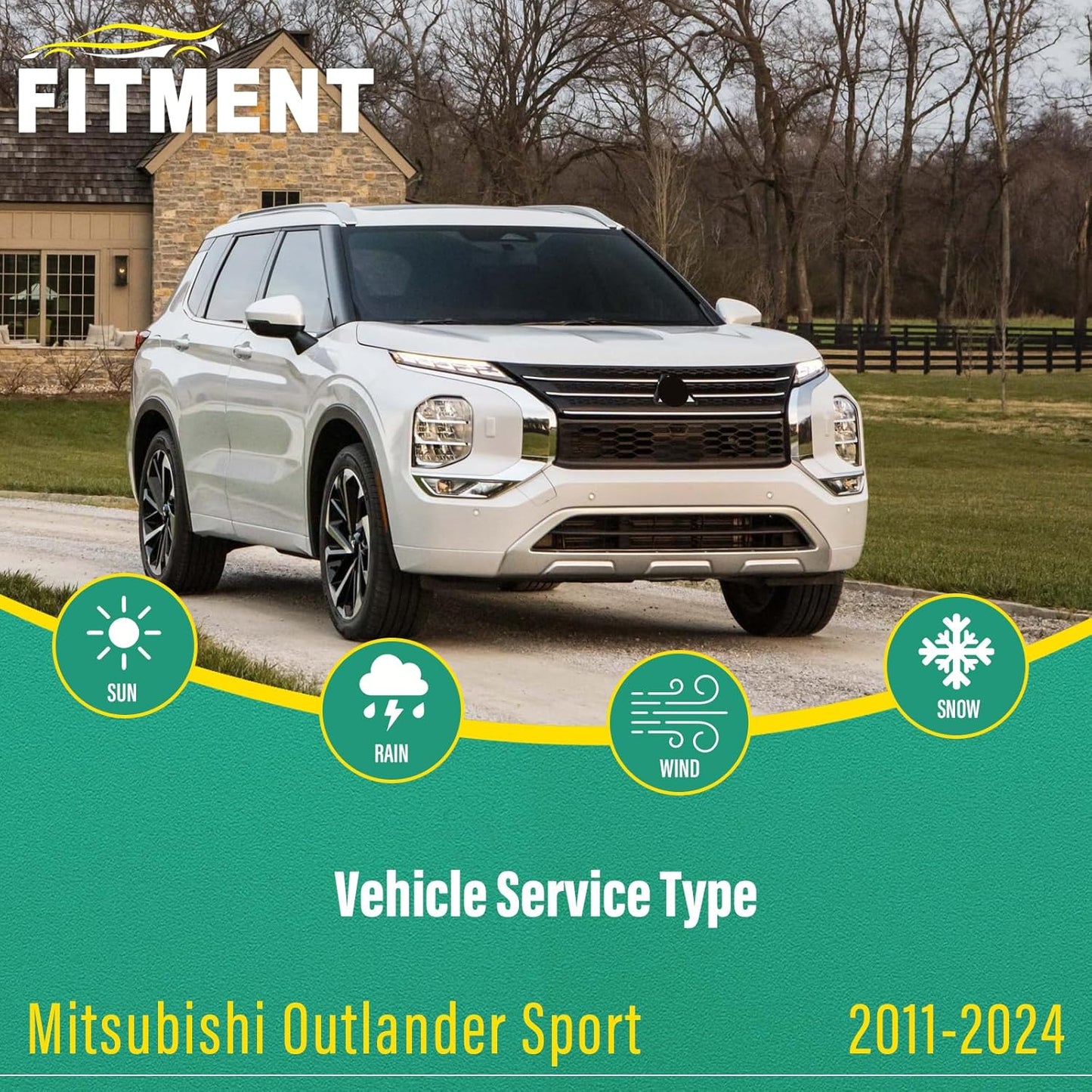 24" 21" 10" Windshield Wiper Blades Replacement for Mitsubishi Outlander Sport 2011-2024 Premium All Weather Front Rear Wipers Set - OEM Quality (Pack of 3)