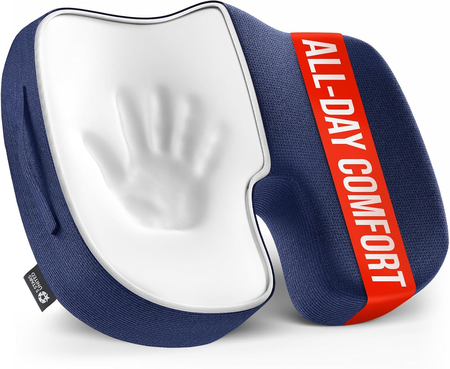 5 STARS UNITED Seat Cushion for Tailbone Pain Relief – Memory Foam Lifting Pillow for Coccyx, Hip, Hemorrhoid, Sciatica & Post-Surgery Recovery – Wheelchair, Car, Desk, Gaming & Office Chairs, D Blue