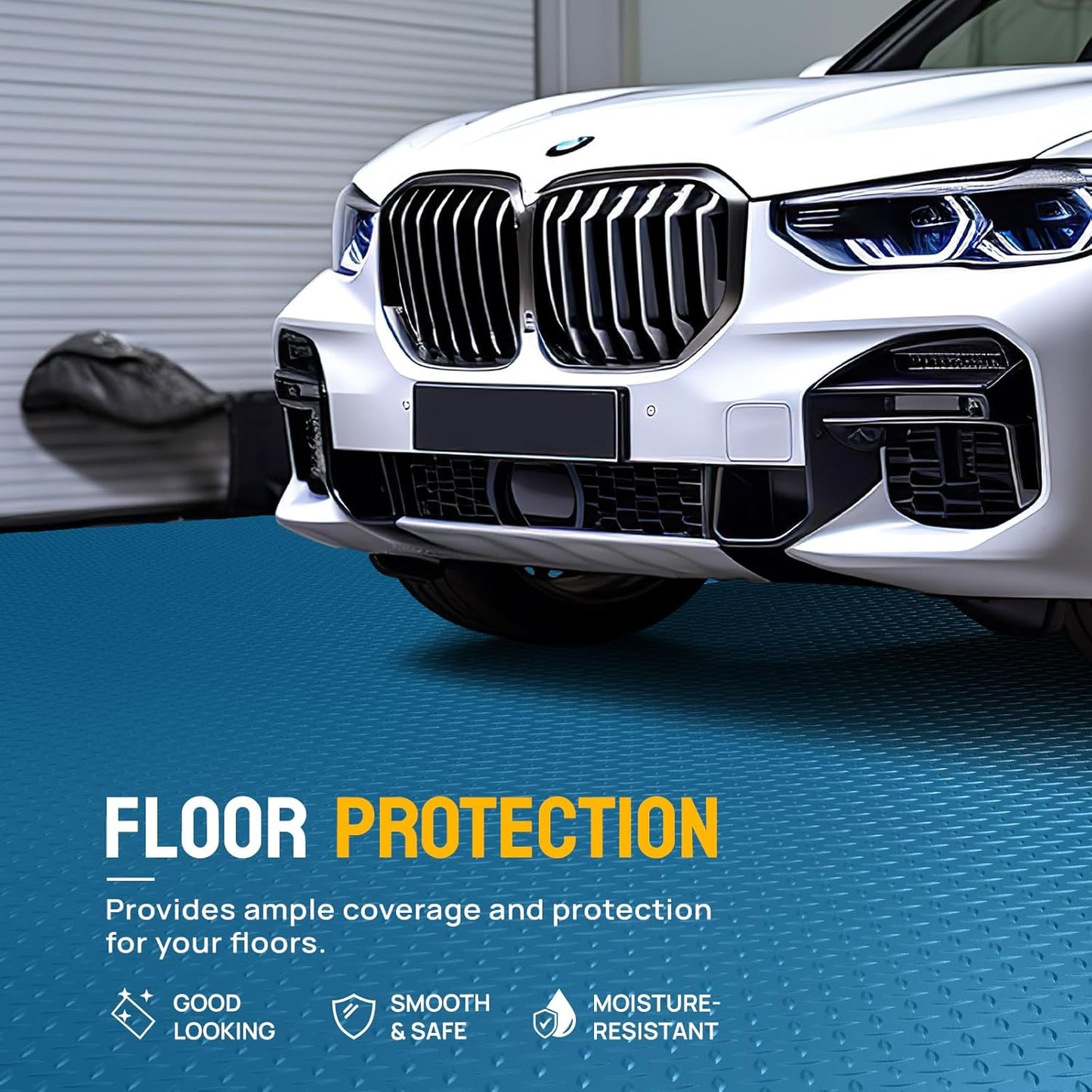 TUFFIOM 7.5 x 20 FT Garage Floor Mat, Thickened Diamond Plate PVC Garage Mats Flooring Roll for Under Car, Garage Parking Mats for Floor Large SUVs, MPV, Pickup Truck