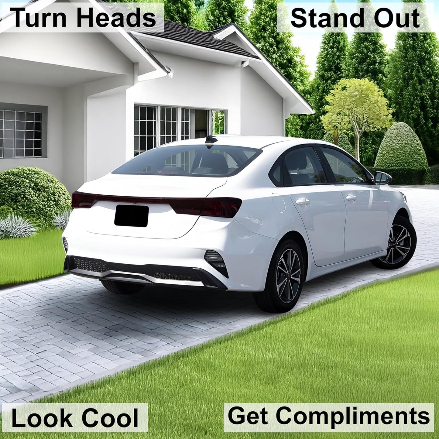 BOGAR TECH DESIGNS Full Rear Taillight Reflector Sidemarker Tail Light Tint Kit Compatible with Kia Forte 2019-2024, Dark Smoke