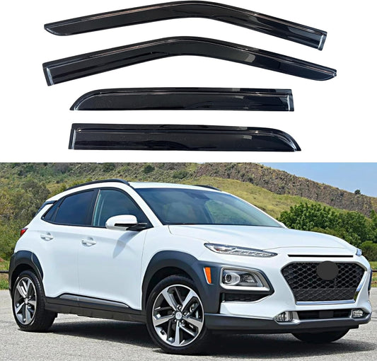 KPY Window Visor Compatible with Hyundai Kona 2018-2023, 4PC Rain Guard Side Window Vent Deflectors Tape-On Mugen Style, 2018 2019 2020 2021 2022 2023