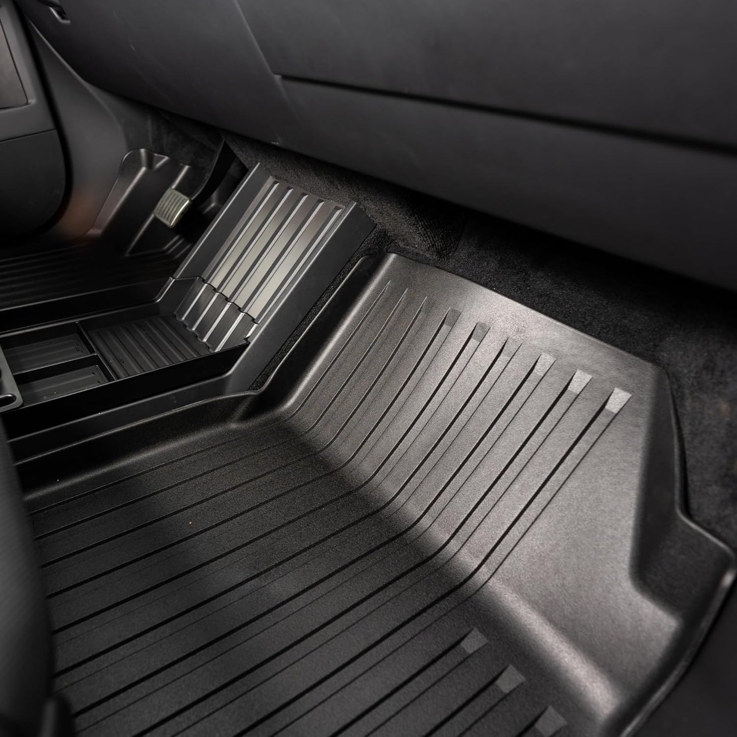 OEDRO Floor Mats Fit for Tesla Cybertruck 2024 2025, TPE All Weather Floor Liners Custom Fit for 2024 Cybertruck Accessories, 1st & 2nd Row Car Mats, Black